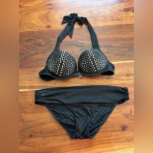 Victoria's Secret Studded Bombshell Miraculous bikini top and bottoms set halter